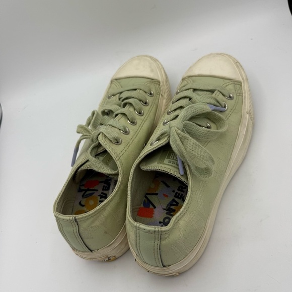 Converse Allstar Womens Lift OX Canvas Platform Green Flower Size 7.5 Lace Up - Picture 4 of 6
